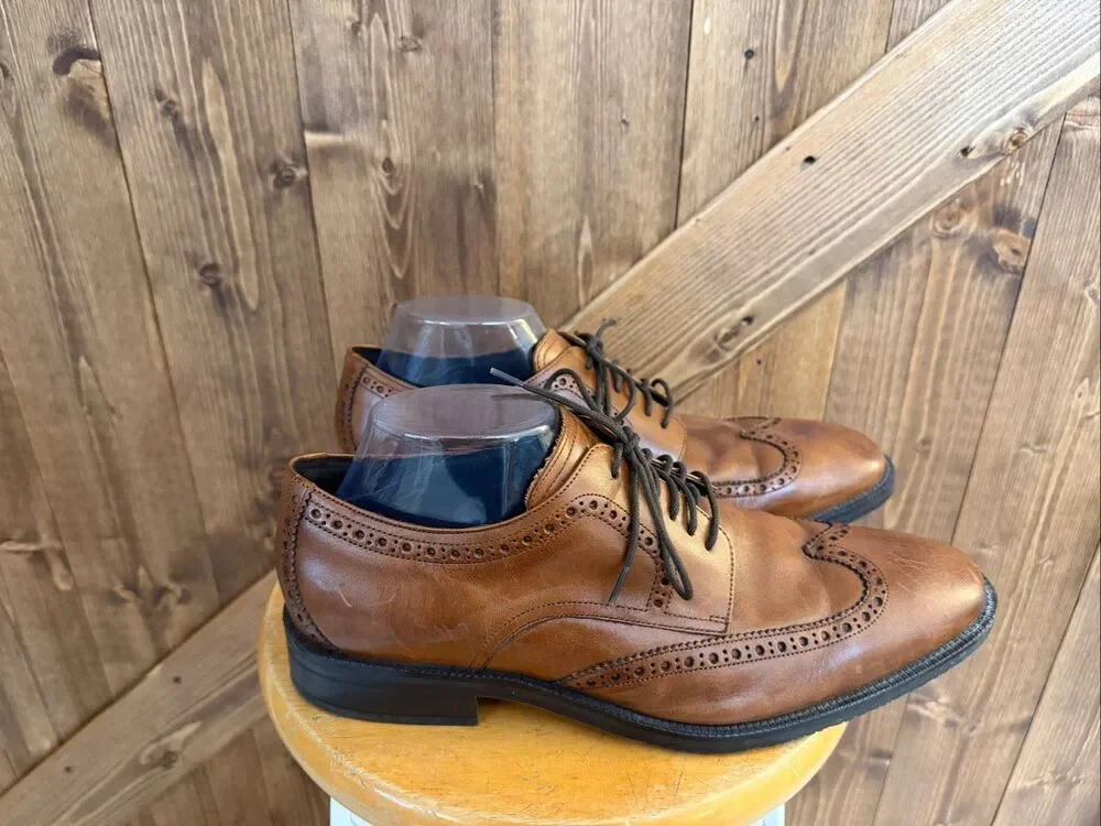 Cole Haan Men’s Size 10 Brown Leather Wingtip Oxford Dress Shoes Brogue Lace-Up